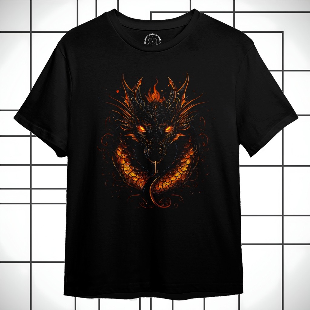 3DimensionWear - Kaos Distro Premium Original 3D Mystical Fire Dragon - DM1023