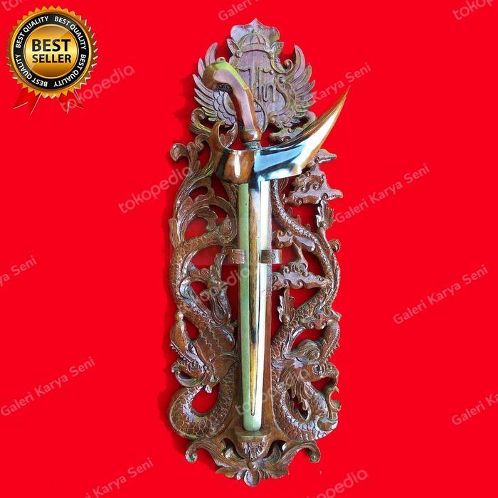 Blawong Pusaka Ukiran Naga Kembar Lambang Keraton Jogja Jati Asli EA6485643