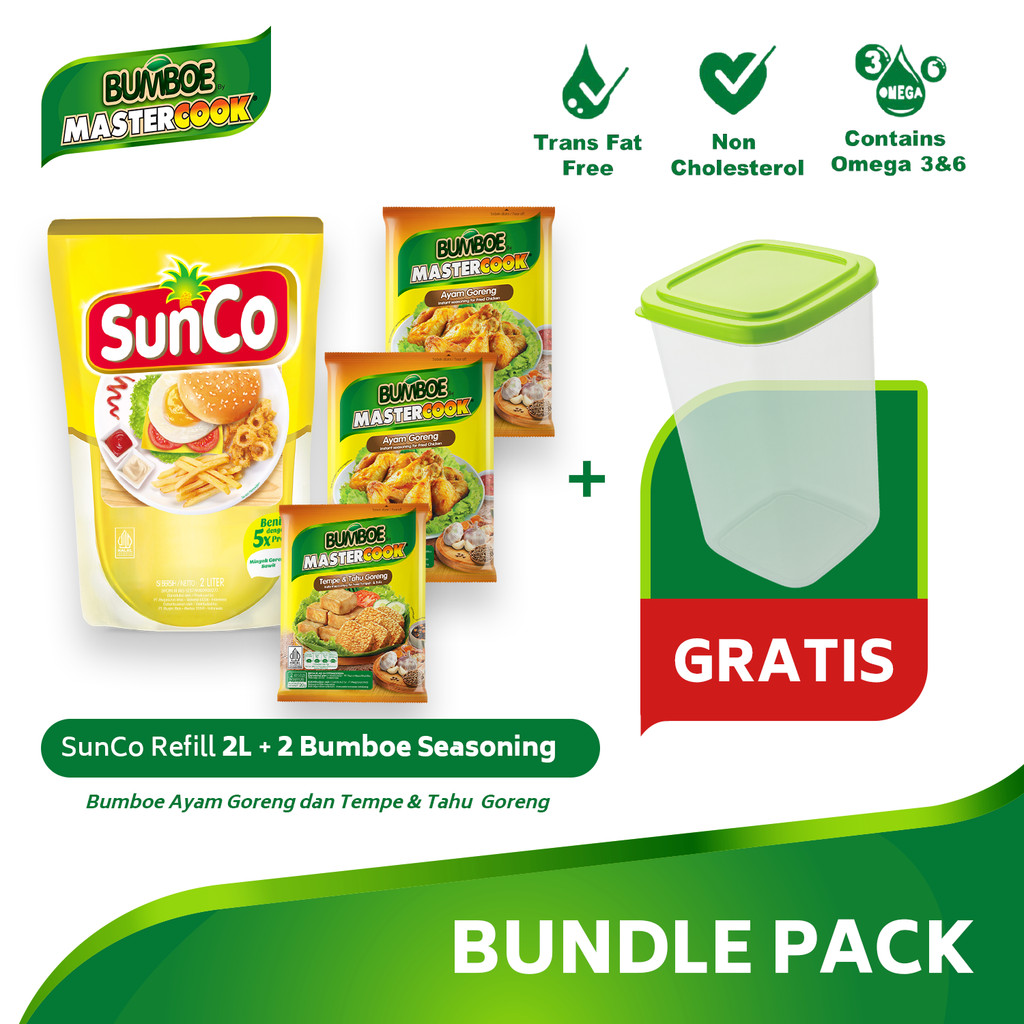 [BUNDLE] SunCo Minyak Goreng 2L + BumBoe Ayam Goreng dan BumBoe Tahu Tempe Goreng Free Toples