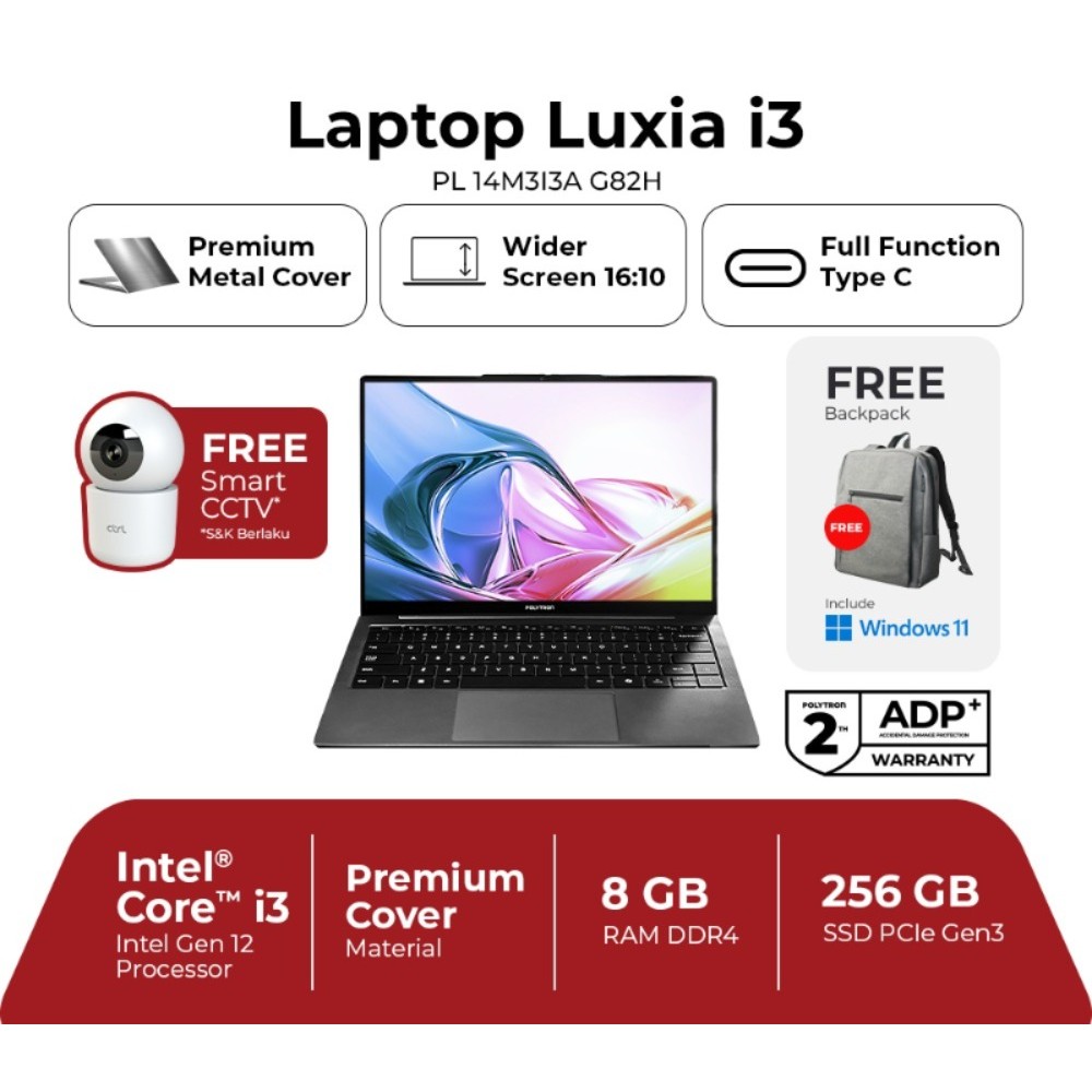 POLYTRON LAPTOP NOTEBOOK LUXIA 14M3I3AG82H INTEL CORE I3-1215U