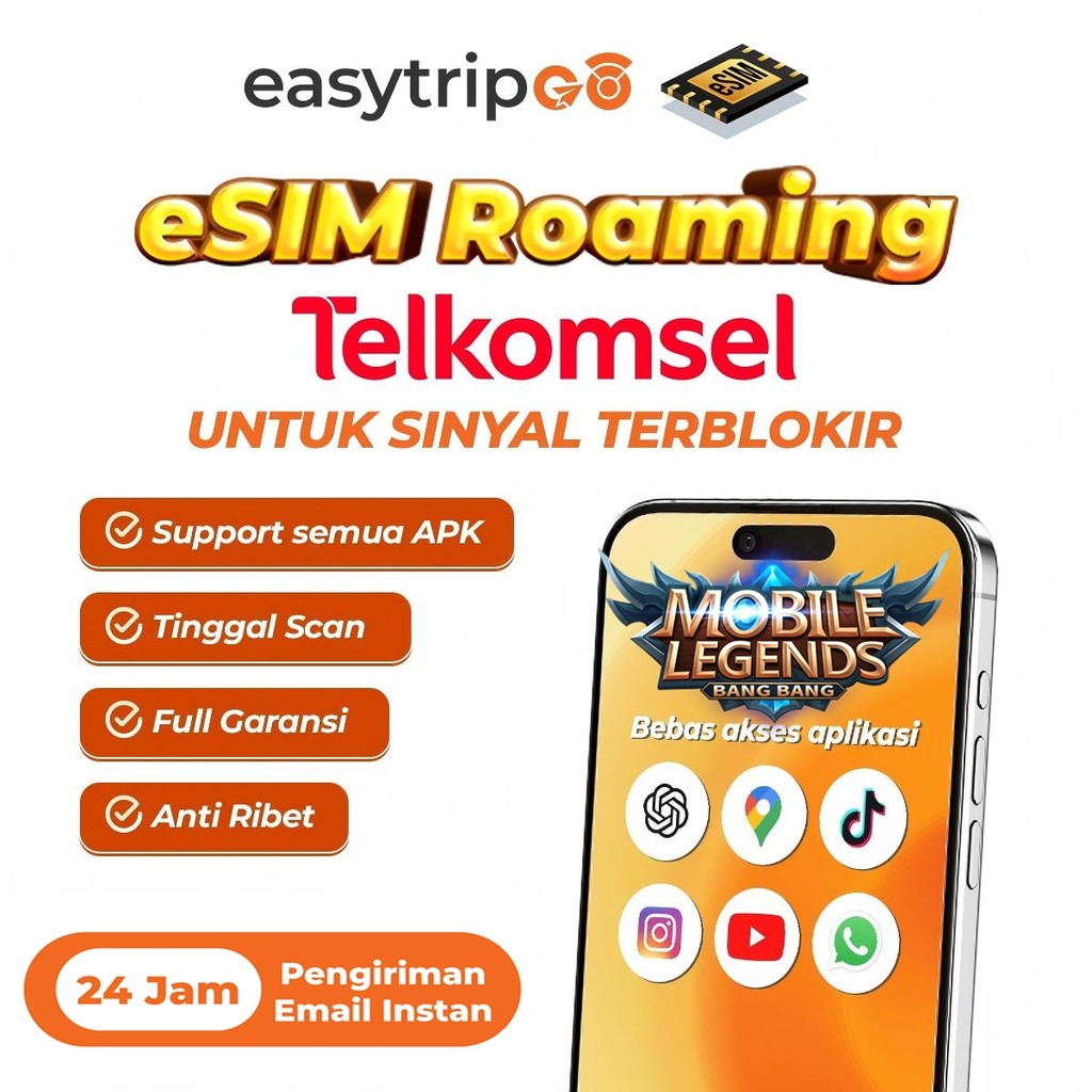 Easytripgo eSIM Roaming Telkomsel Indonesia Solusi IMEI Blokir | Unlimited Kuota Data Internet | eSI