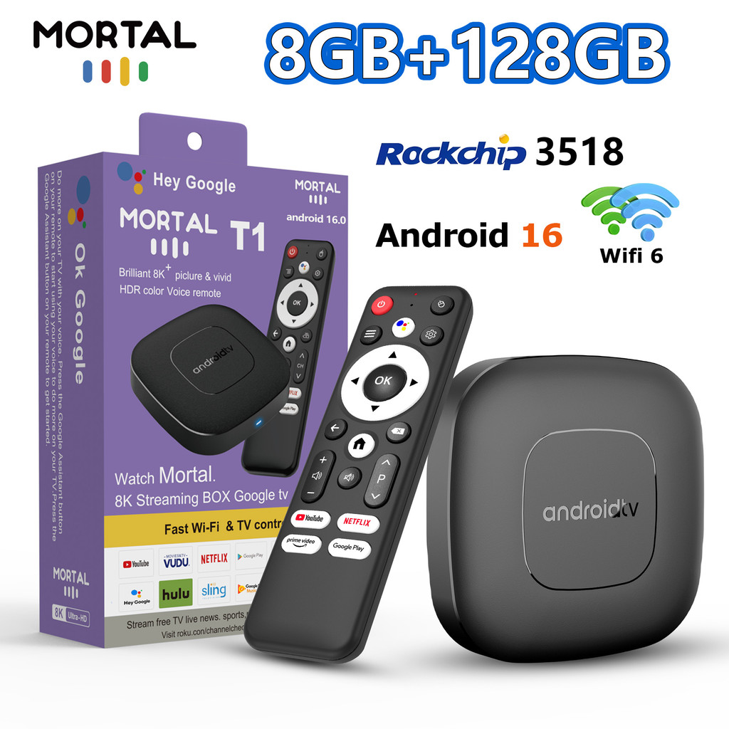 2025 mortal T1 Android16 Smart Home Theater TV Box Rockip RK3518 Support Bluetooth5.4 Google Assista