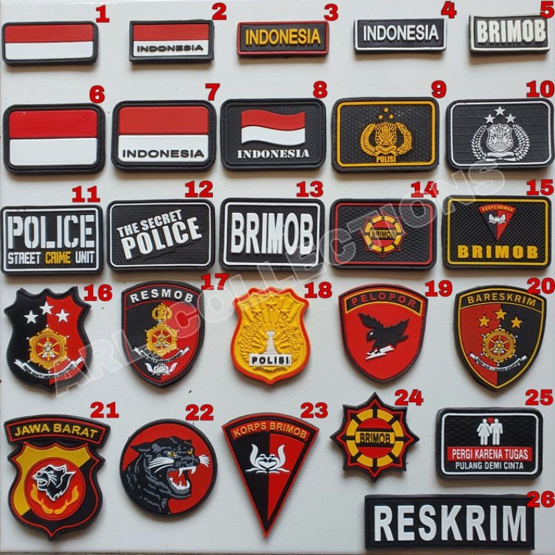 GHOST COLLECTION - PATCH RUBBER LOGO POLISI - POLRI - POLICE - BRIMOB - PELOPOR - RESKRIM - RUBBER P