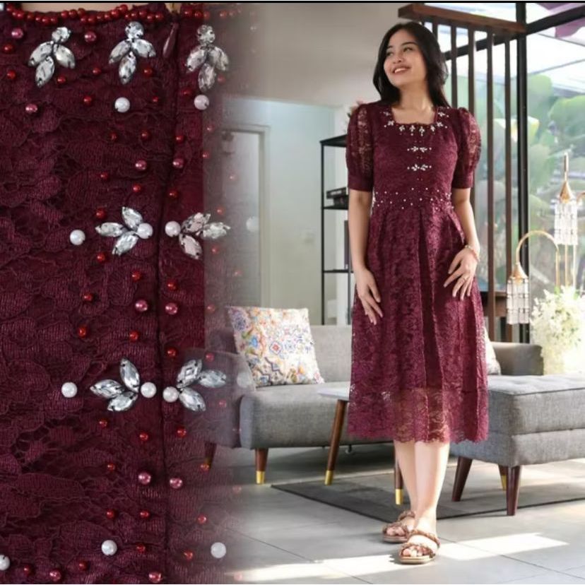 AANTOI SELLER Dres Fashion Gaun Elegant Jumbo Dres Wanita Jumbo Dres Natal Terbaru Seragam Keluarga 