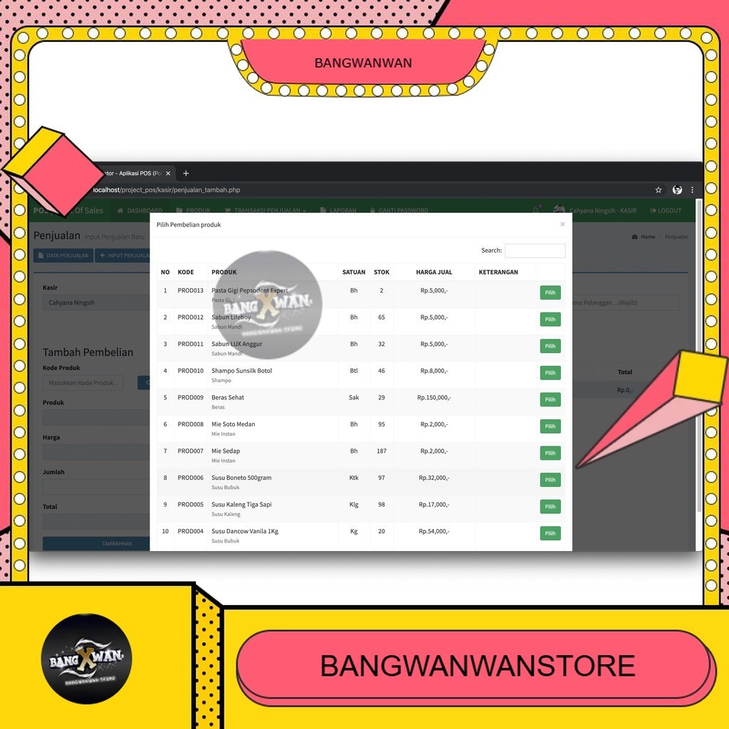 Source Code Sistem Informasi Penjualan Kasir Point Of Sales (POS) PHP, MySQLi & Ajax BGW