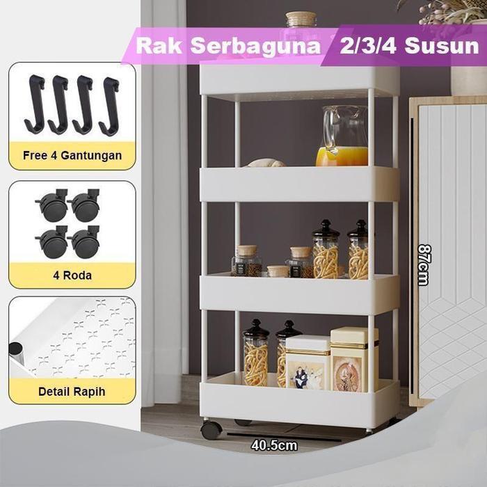 COD Rak Serbaguna Dengan Supercook Roda Rak Kamar Mandi Square Rak Persegi Dapur Plastik 4 Susun - 4
