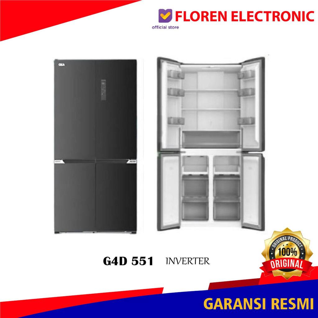 GEA G4D-551 Kulkas Side By Side 4 Pintu Inverter 551 Liter Black Inox G4D551 Garansi Resmi GEA