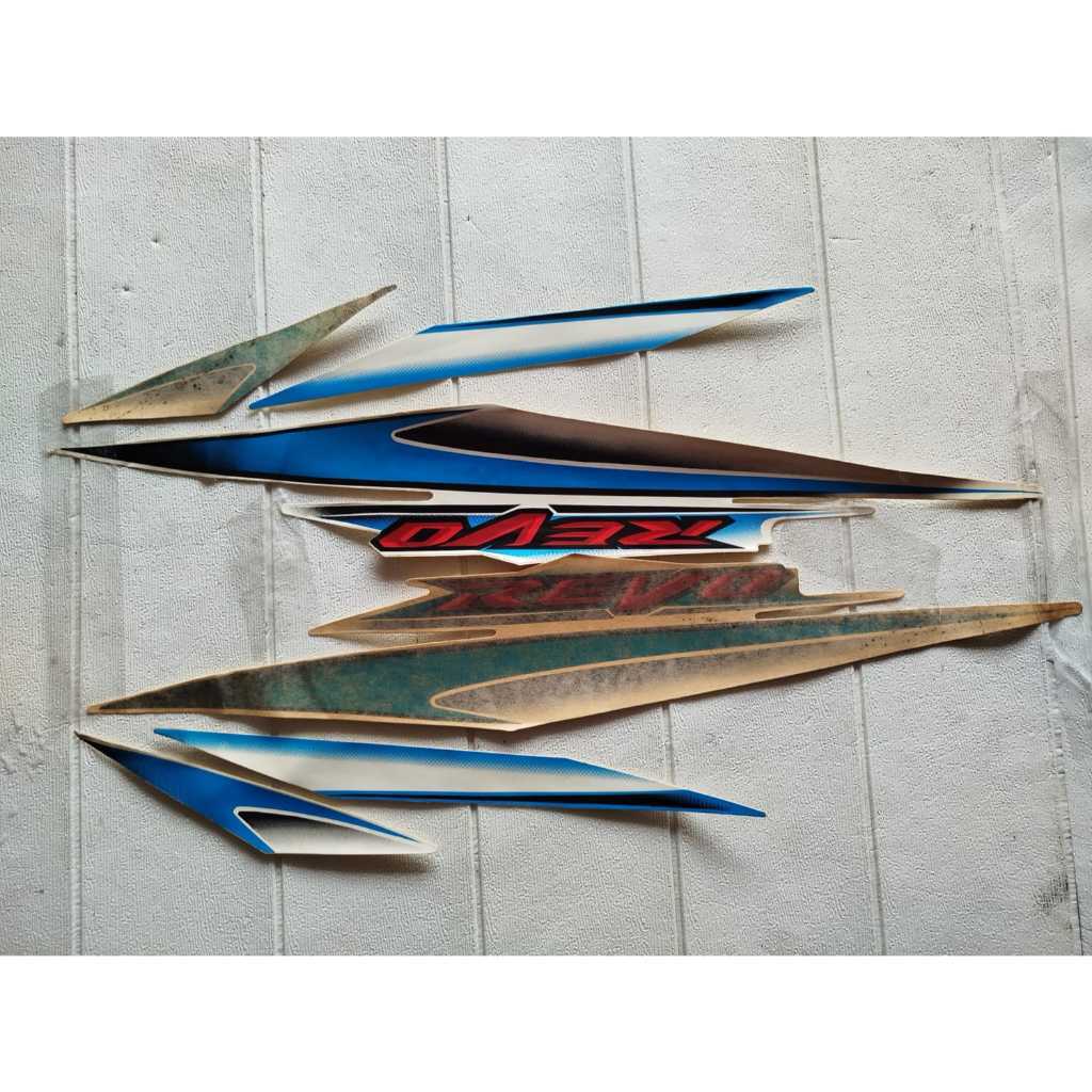 STRIPING STIKER STICKER LIST LIS BODY BODI FULLSET HONDA REVO 100 OLD LAMA LANCIP 2007 2008 BIRU PUT