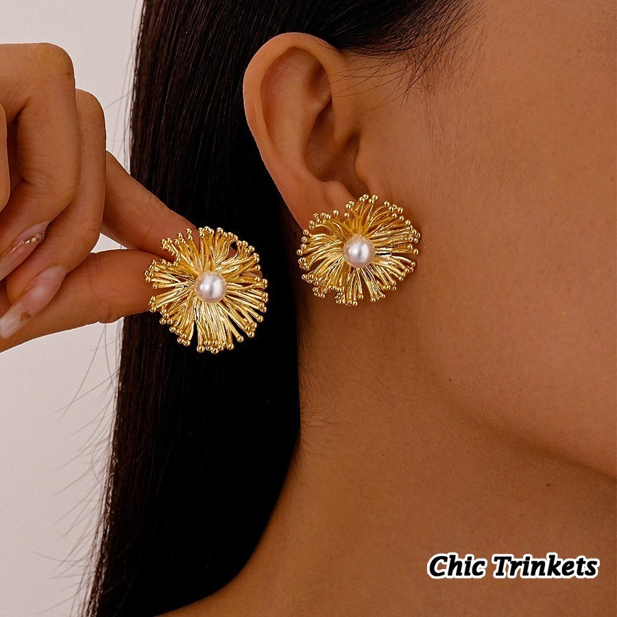 [Chic Trinkets]Anting mutiara kembang api yang berkilauan anting serbaguna mode retro Y1098