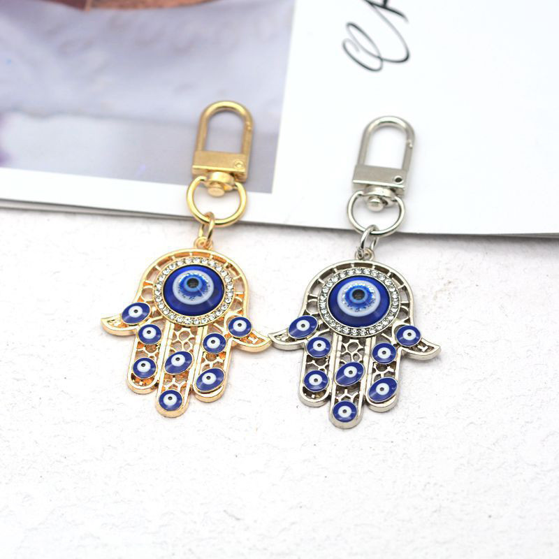 Kaiyo COD1 Gantungan Kunci Tangan Fatima Vintage Dekorasi Tetesan Minyak Turki Liontin Mata Iblis De