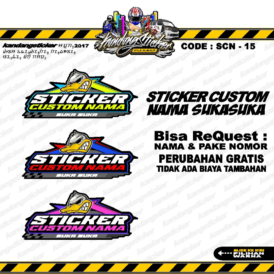 Stiker Custom Nama Racing Satuan Suka Suka Sticker Custom Stiker  Motor Stiker Toko Sticker Merk Wat
