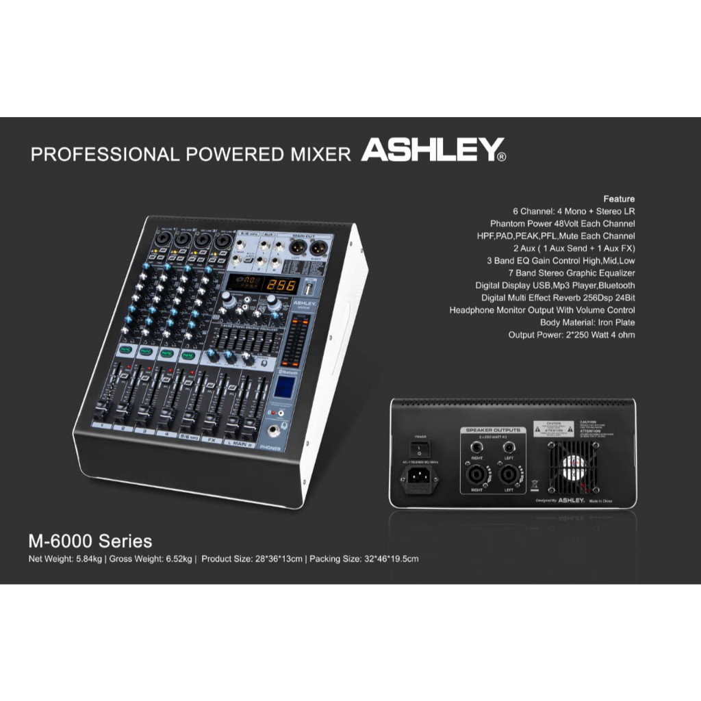 M-6000 SERIES POWER MIXER 6 CHANNEL ASHLEY ORIGINAL / POWER MIXER 6 CHANNEL / M6000 ASHLEY / M 6000 