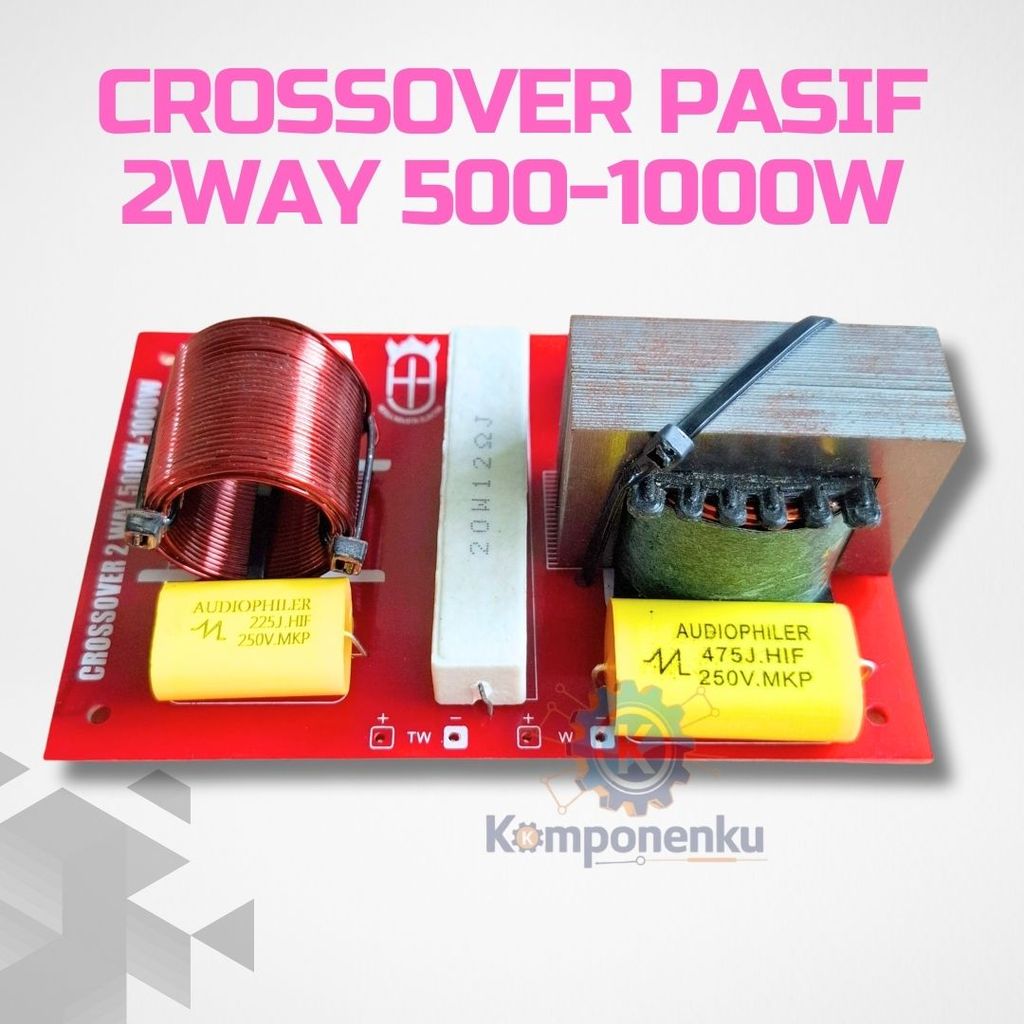 Crossover Pasif 2 Way 500–1000W Komponen Audiophile MKP Induktor Tembaga