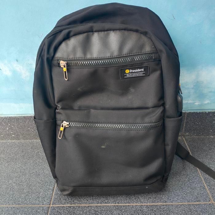 Tas Ransel President Hitam Original Minus Zipper