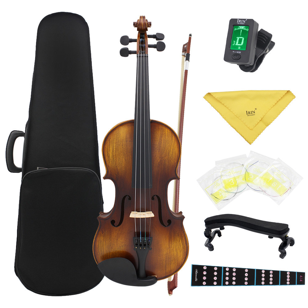 Astonvilla AV508 44 Violin Spruce Panel Acoustic Violin with Case Bow Strings Shoulder Rest Tuner Cl