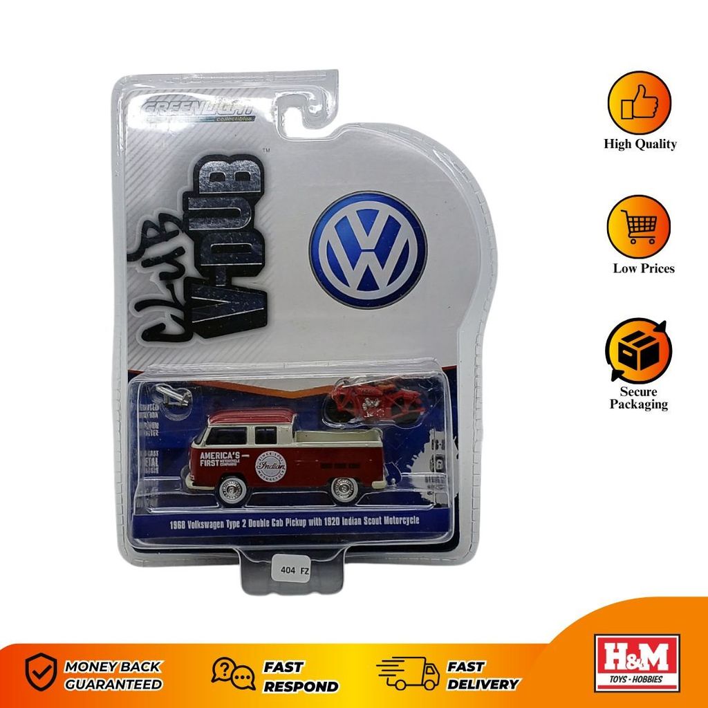 Greenlight 1/64 1968 Volkswagen Type 2 Double Cab Pickup With 1920 Indian Scout - 404FZ - FZ4