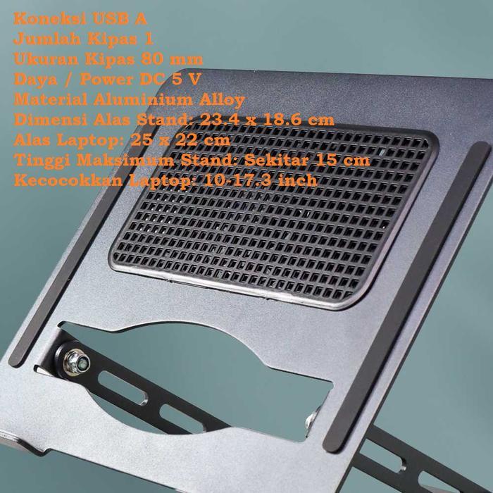 Penyangga Tablet Laptop Multifungsi Dengan Kipas Pendingin Aluminium