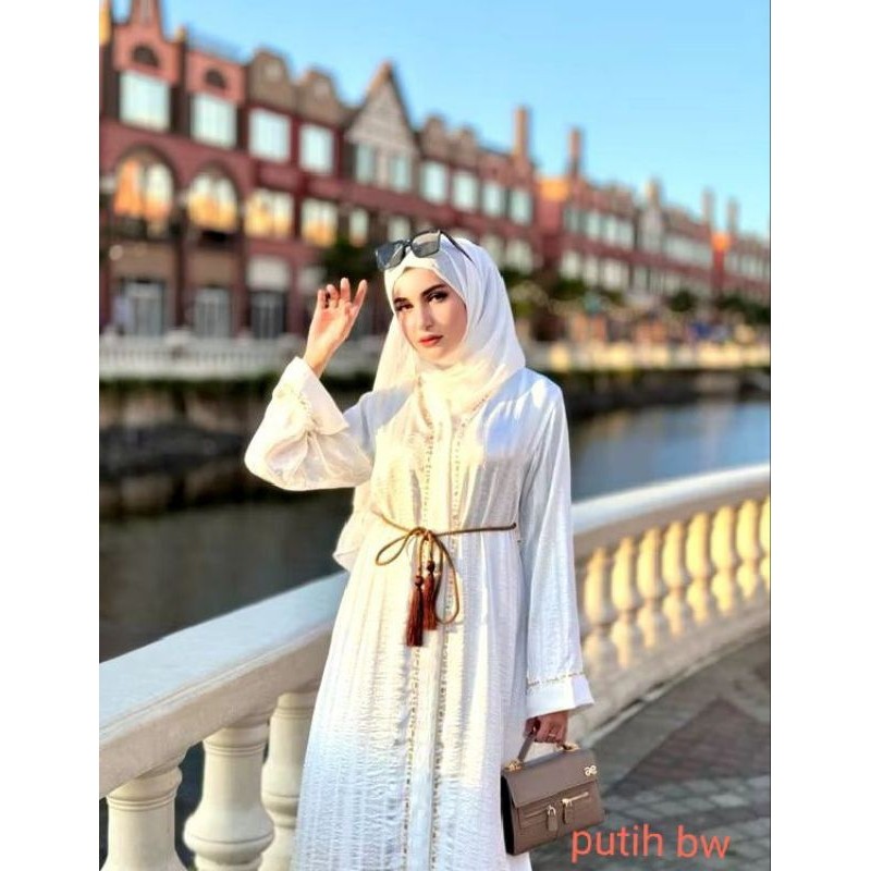 abaya outer hana salur premium payet cristal cantik mewah elegan free belt abaya ori dubai saudi mes