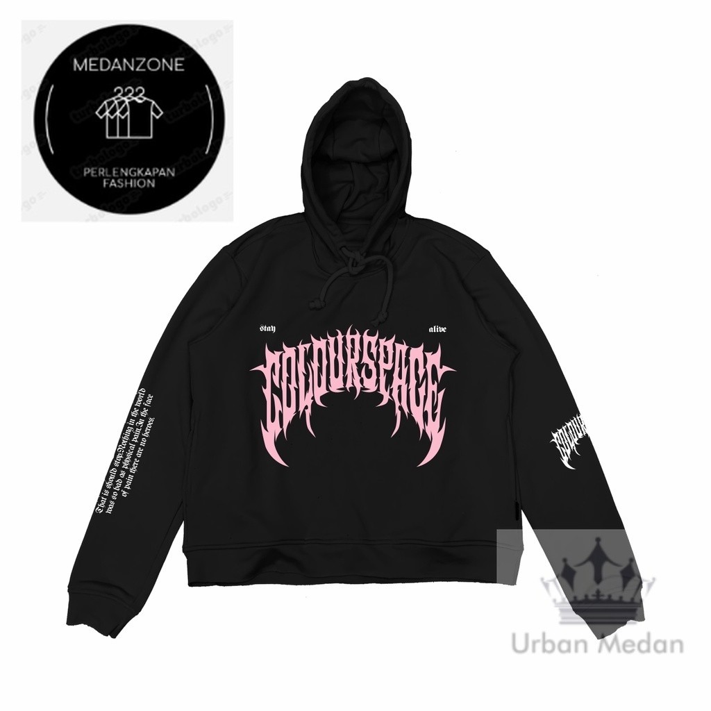 Hoodie oversize crop Colourspace unfinished - Dark Spear  - hoodie crop