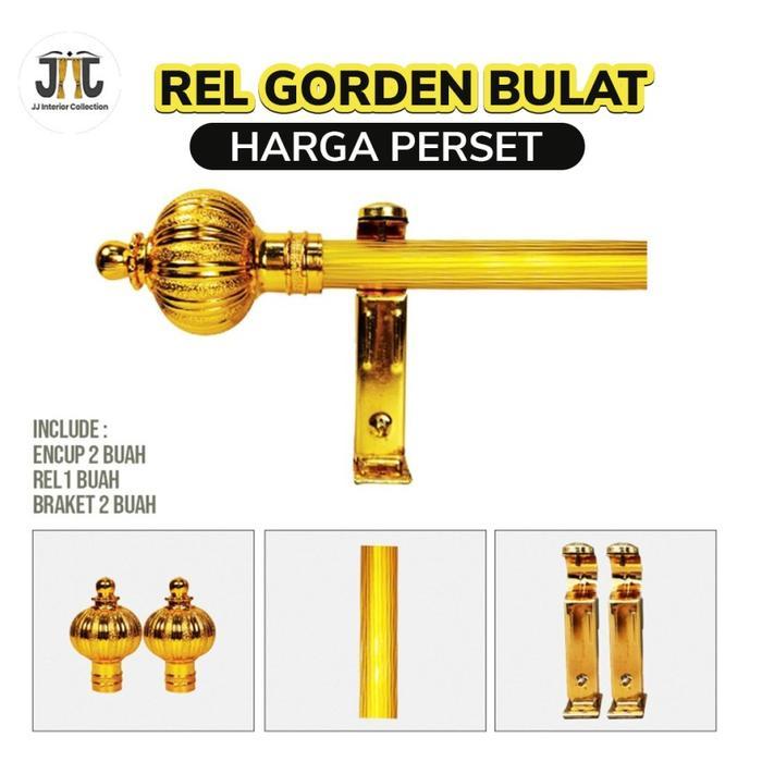Sale Rel Rollet Gorden Batangan Penyangga Gorden Tiang Gorden - Rel Rollet - Gold, L 100cm Terlaris