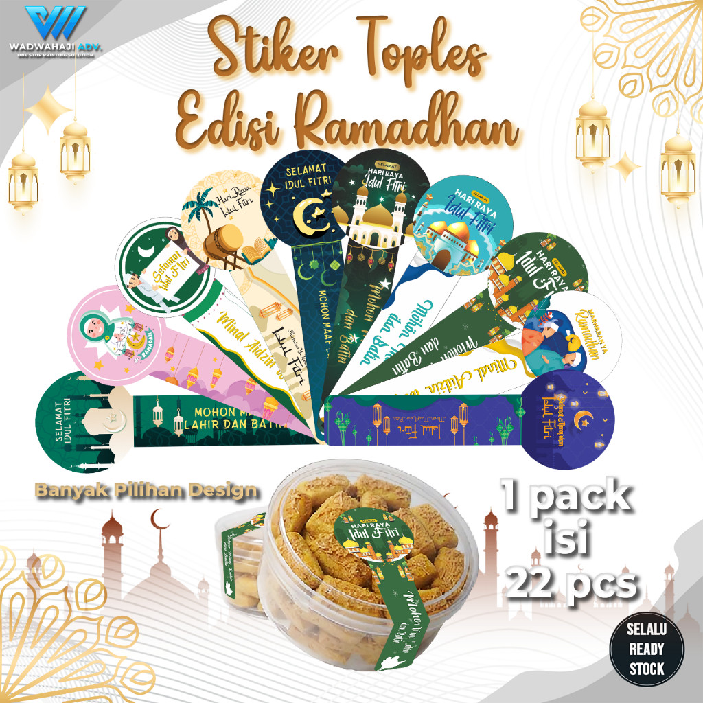 Stiker Segel Toples Lebaran Idul Fitri (1 Pack Isi 22 Pcs) Stiker Label Toples