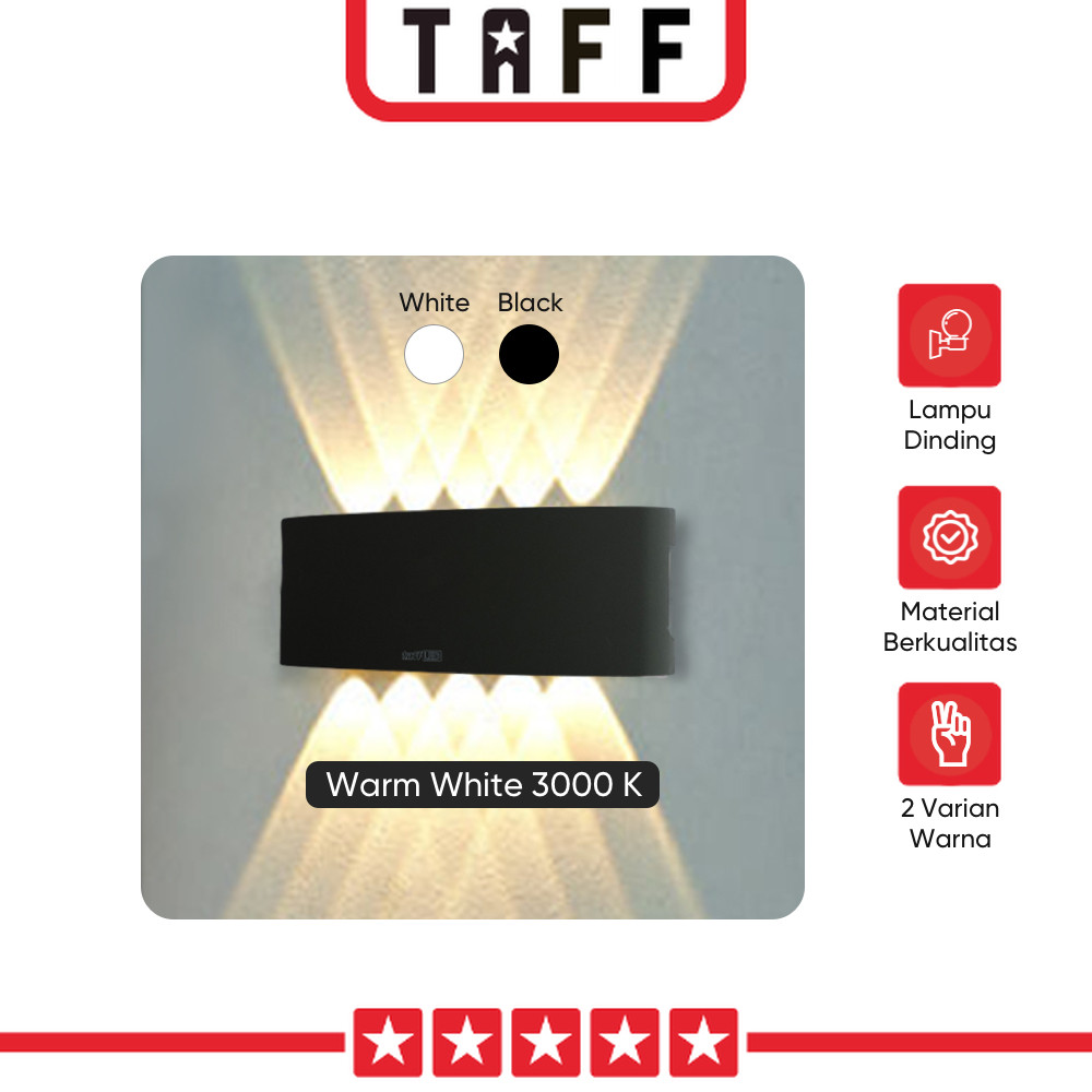 TAFFLED Lampu Dinding Hias Indoor Plastic Body 10W 10 LED Warm White - 10T