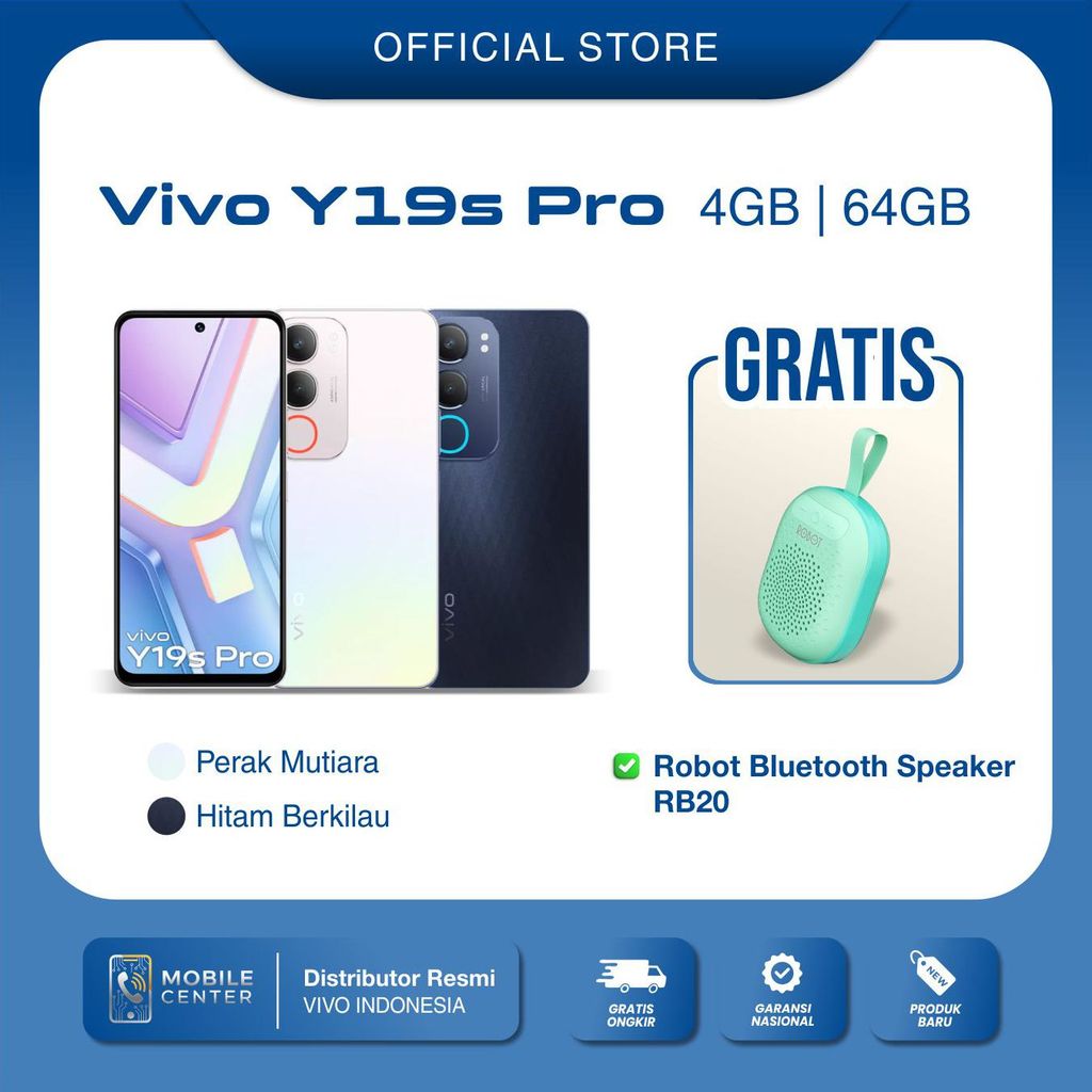 vivo Y19s Pro (4/64 GB)  - BNIB Garansi Resmi 6000mAh 44W FlashCharge, Tahan Banting Ekstrem, Tahan 