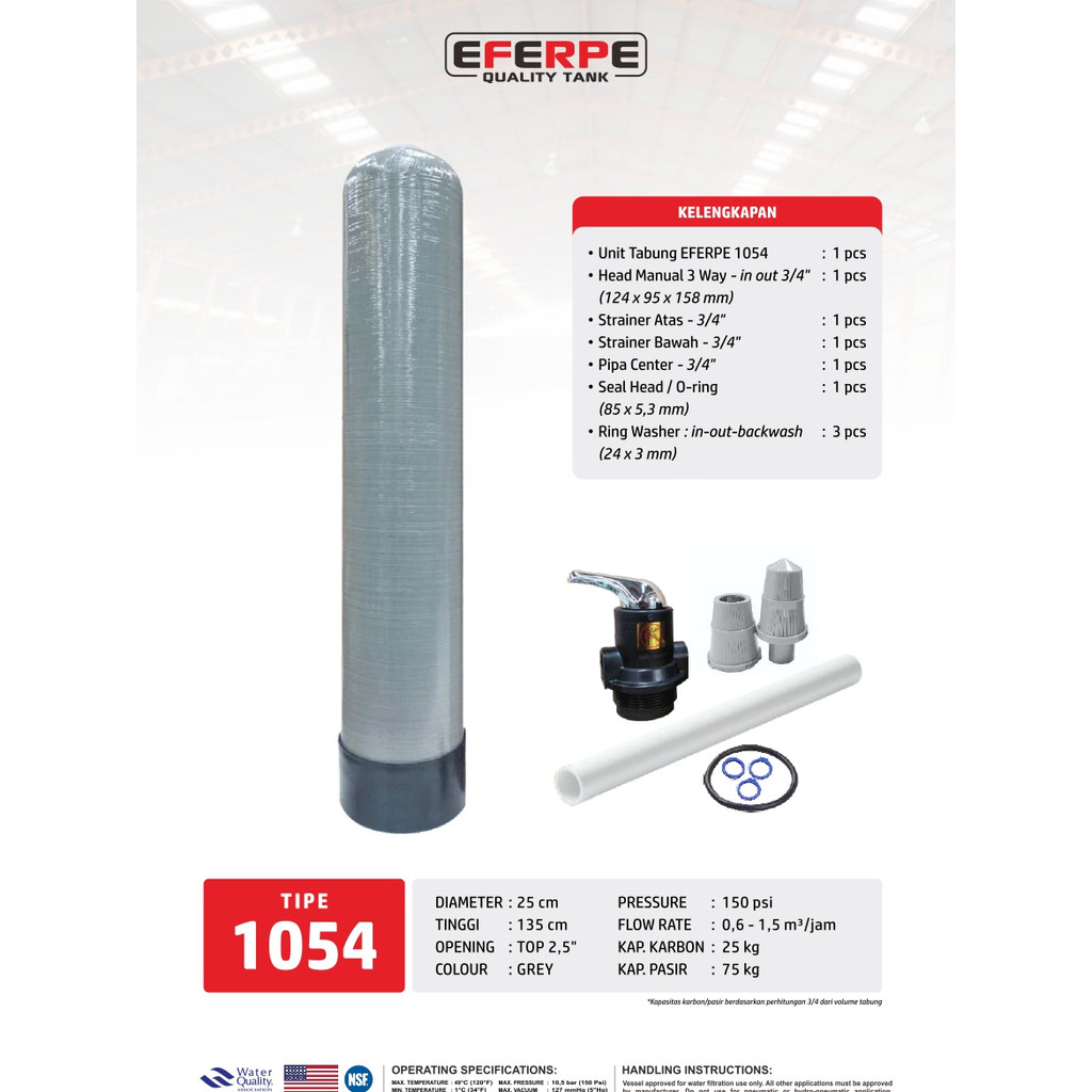 Tabung Filter Air 1054 Head 3/4" | Tabung Fiber Filter Air Rumah Tangga