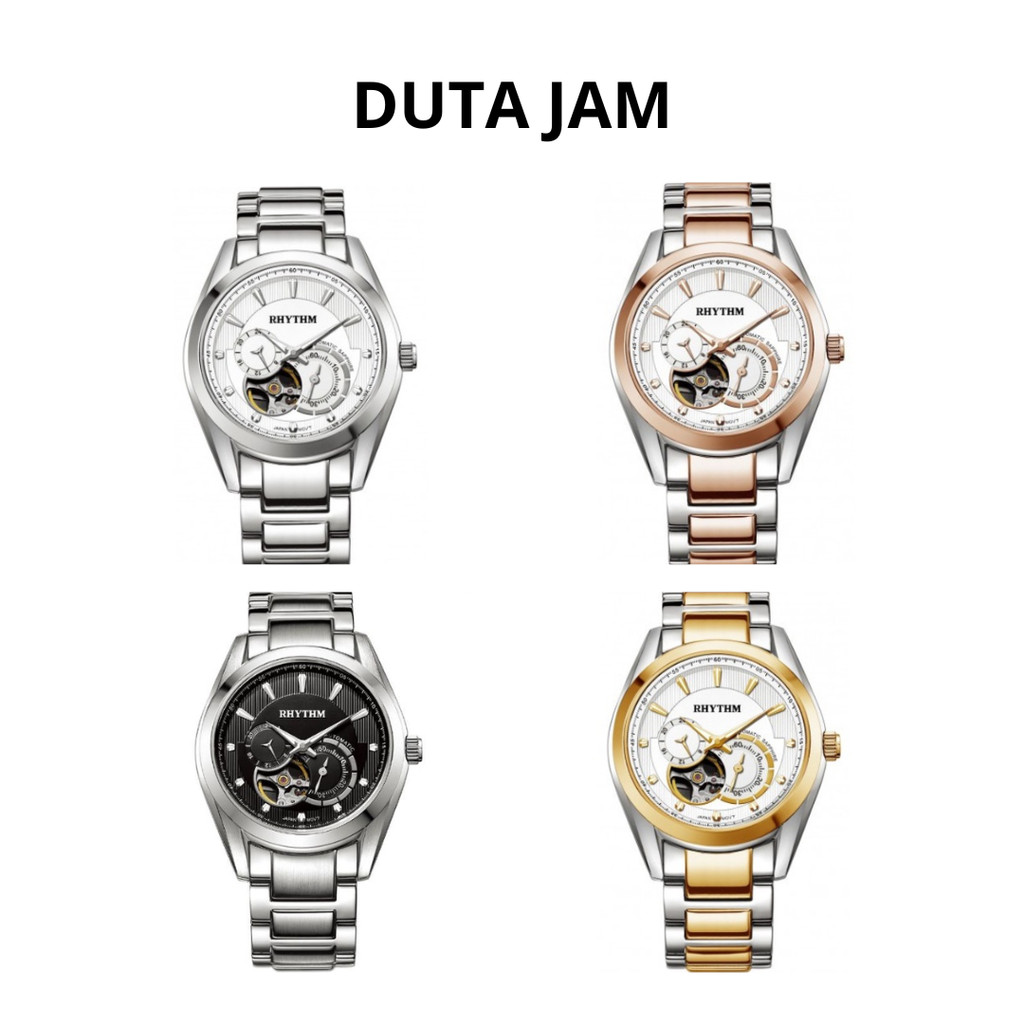 JAM TANGAN PRIA RHYTHM AUTOMATIC A1402 S01 S02 S03 S04 SILVER STAINLESS STRAP