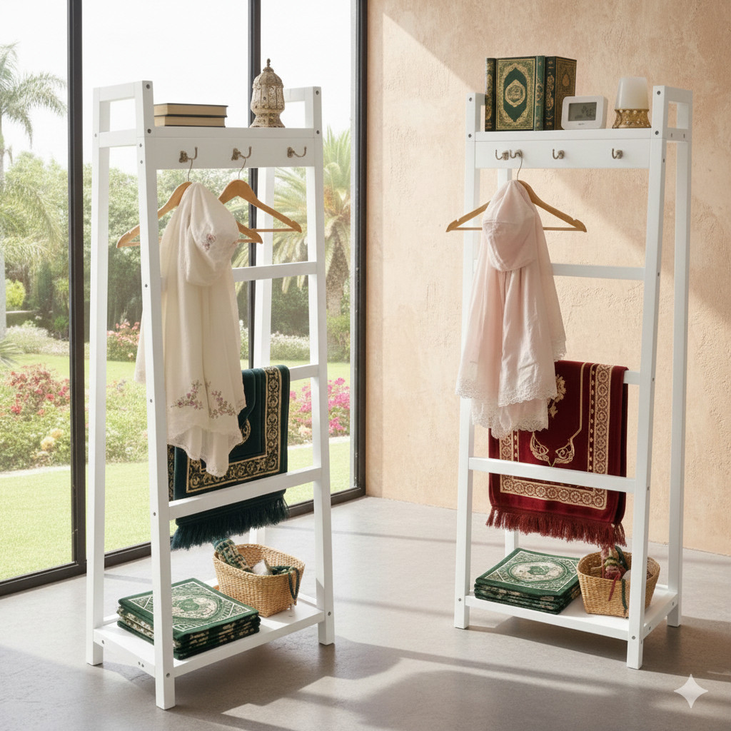 RAK SAJADAH RAK MUKENA RAK ALQURAN -COKLAT PERNIS rak  serbaguna kekinian minimalis