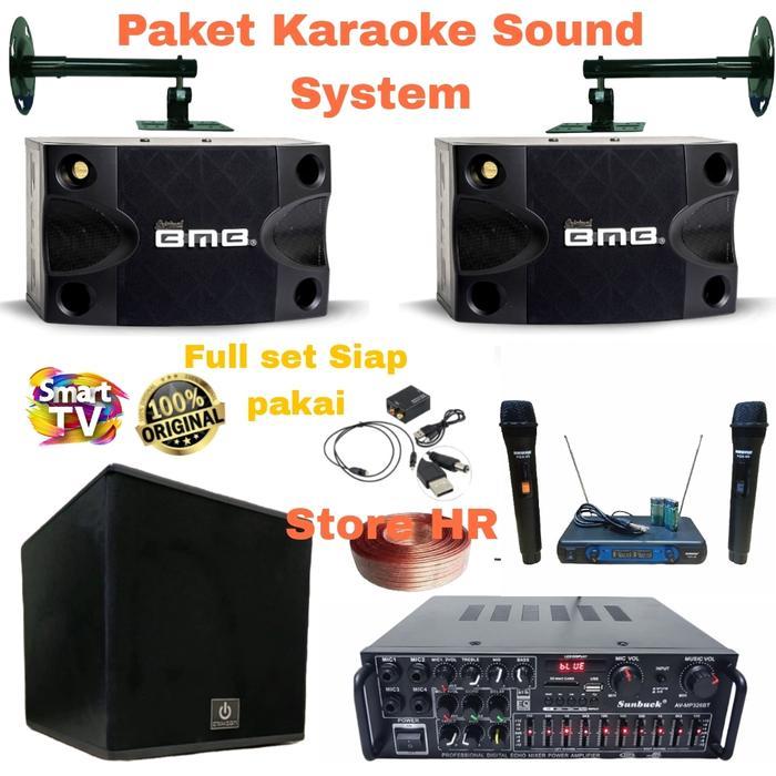 paket karaoke super komplit speaker BMB + subwofer Crimson bluetooth