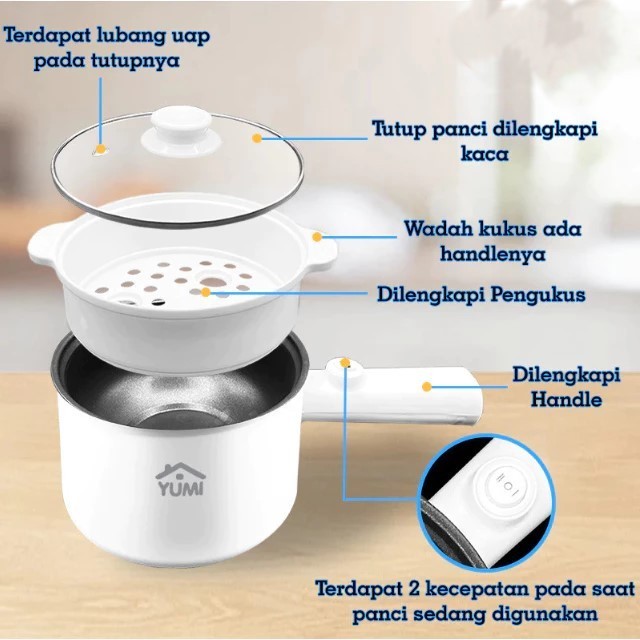 PANCI LISTRIK 3 IN 1 UKURAN 1.5 L YOSSI / ALAT MASAK UNTUK KUKUS GORENG / PANCI MULTIFUNGSI ALA JEPA