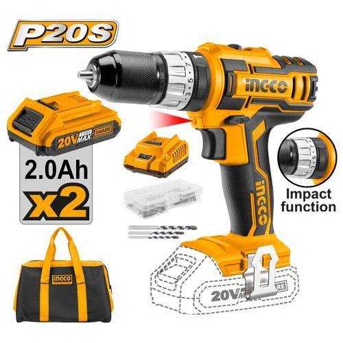 MESIN BOR CORDLESS 20V INGCO CIDLI2002 - Bor Tembok Baterai