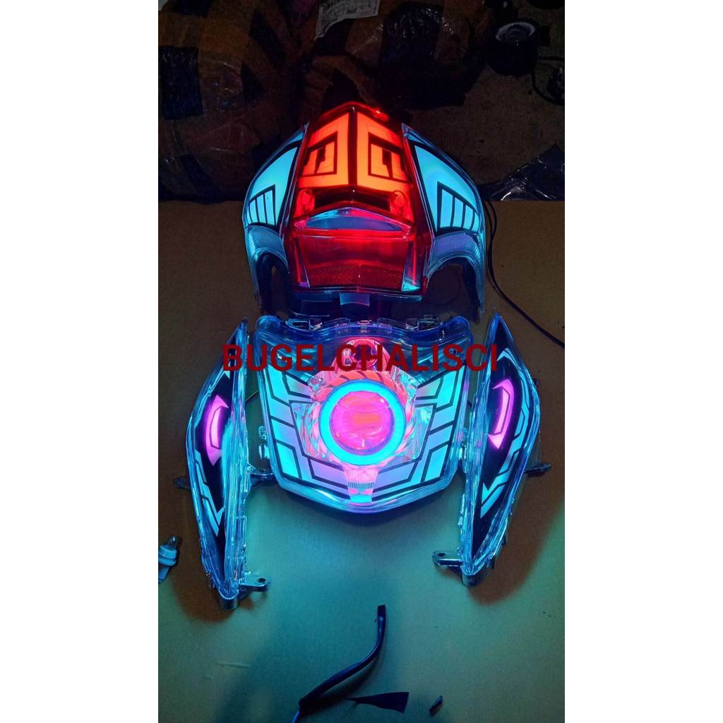 Paket Hemat Reflektor Lampu Depan Beat Karbu custom lazy running | Lampu Belakang Honda Beat Karbu