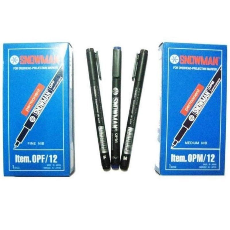 Spidol snowman permanent OHP F/OHP M ( 1pak/12pcs )