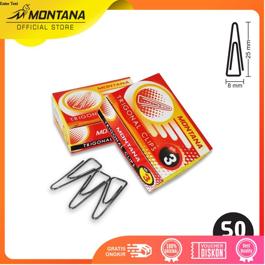 MONTANA Trigonal Clips Penjepit Kertas No. 3 25mm Paperclip Klip Segitiga No.3/Retail