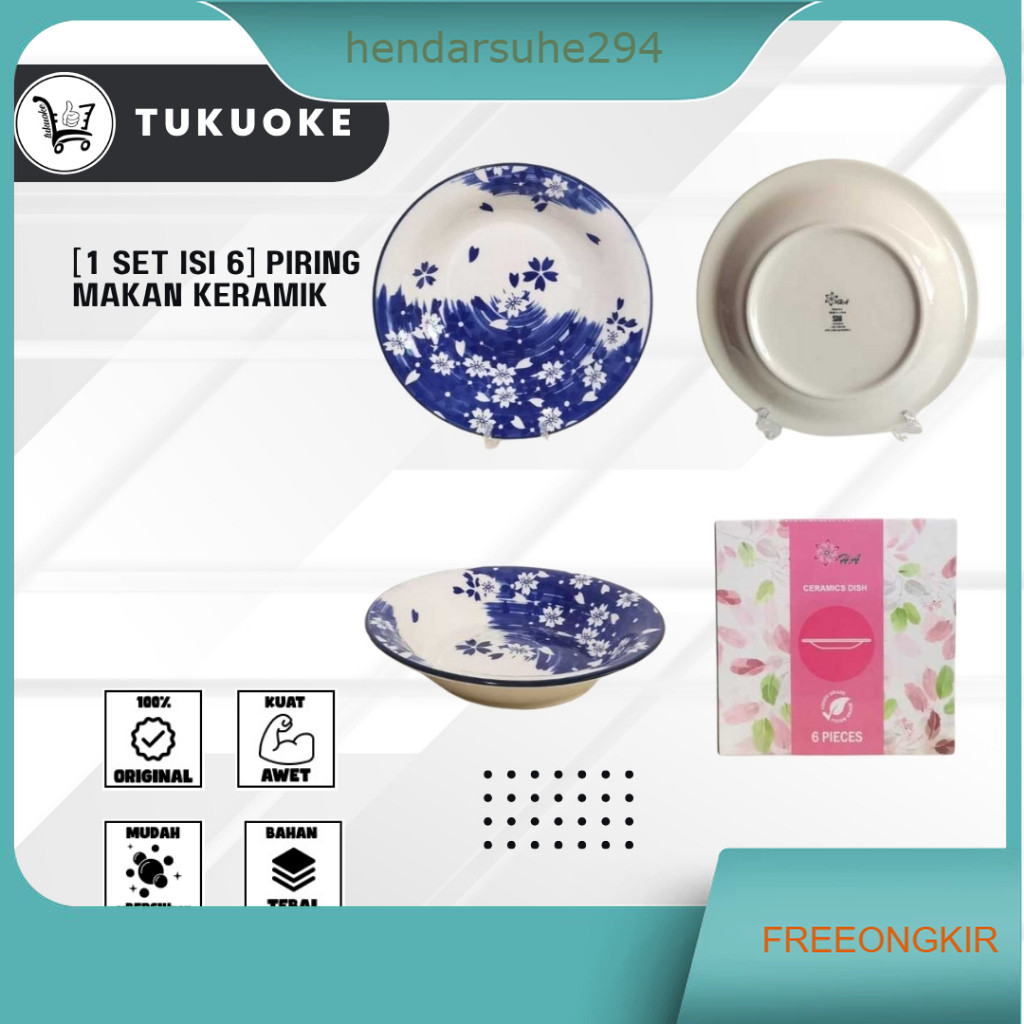 [1 Set isi 6] Piring Makan Keramik Wadah Makan Keramik