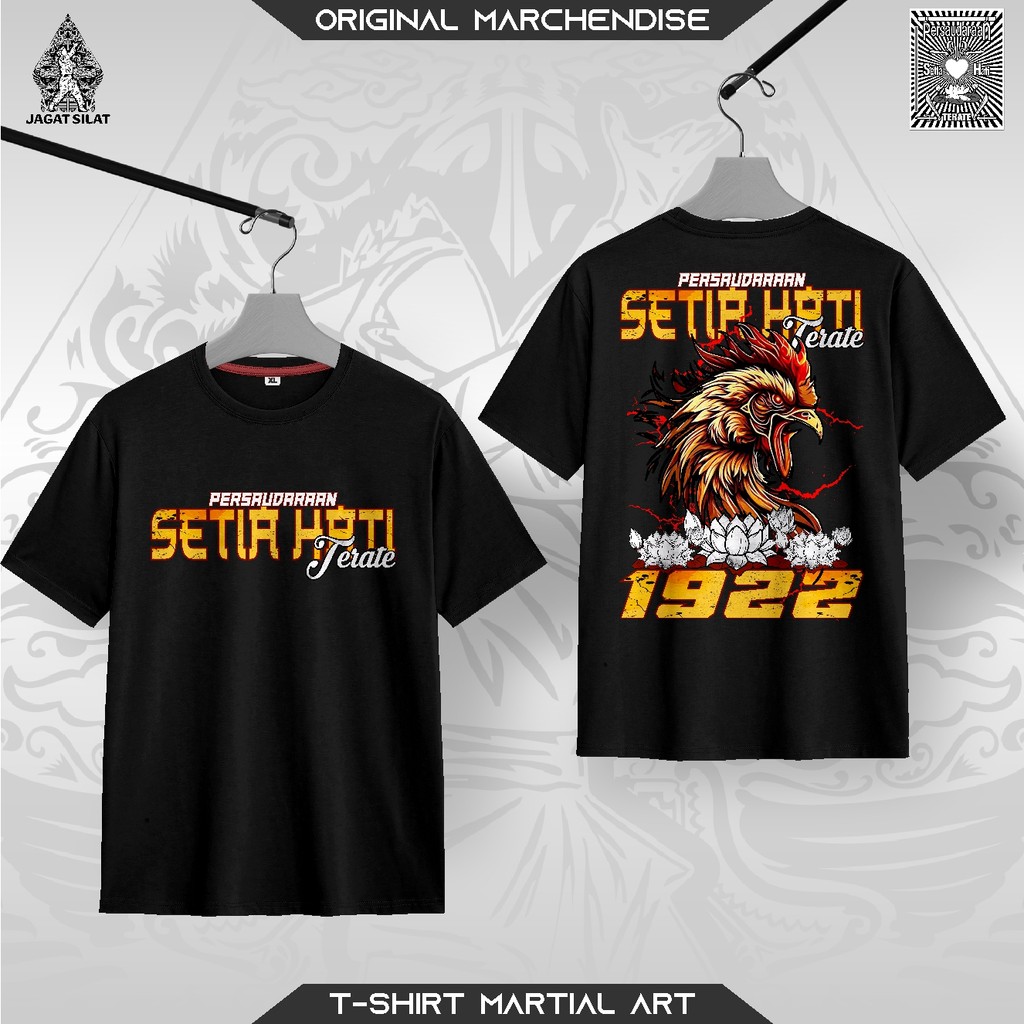 Kaos Setia Hati Terate Terbaru PSHT AYAM JAGO T-shirt PSHT 1922Silat IPSI Katun Combat 30s Plastisol