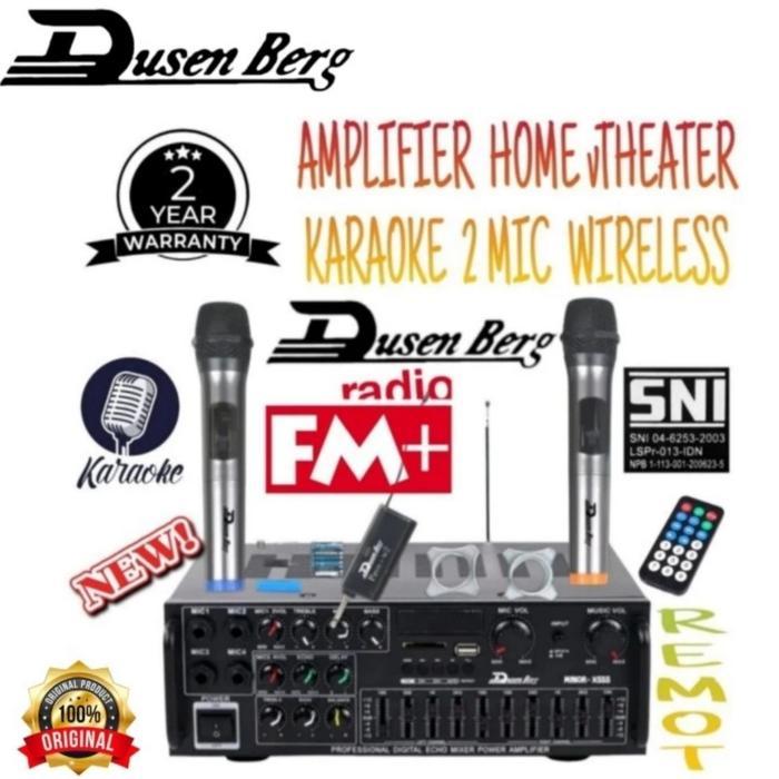 AMPLI BLUETOOTH DUSENBERG + MIC WIRELESS mixer dan mic wireles 2 mic