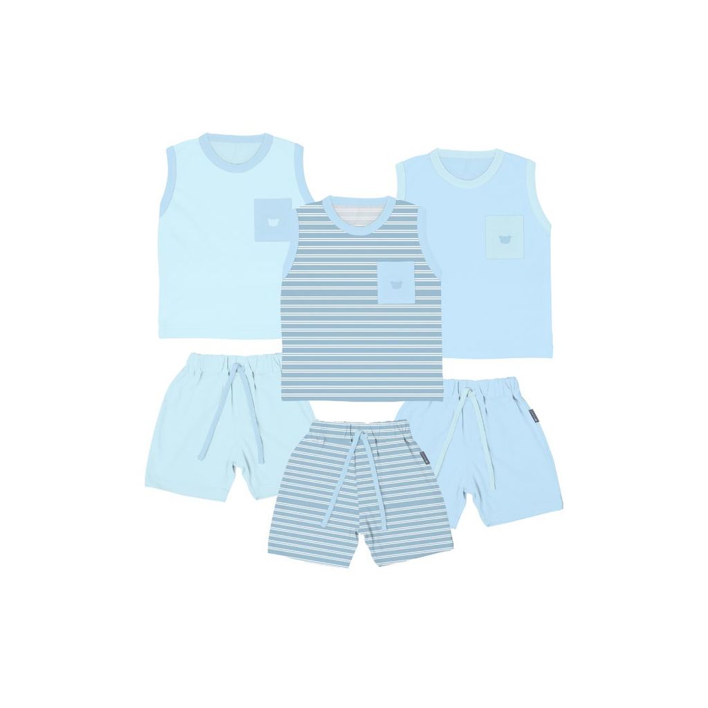 Fluffy Baby Wear Sleeveless Short Pants Boy - Casual Wear - Setelan Baju Kutung Cowo