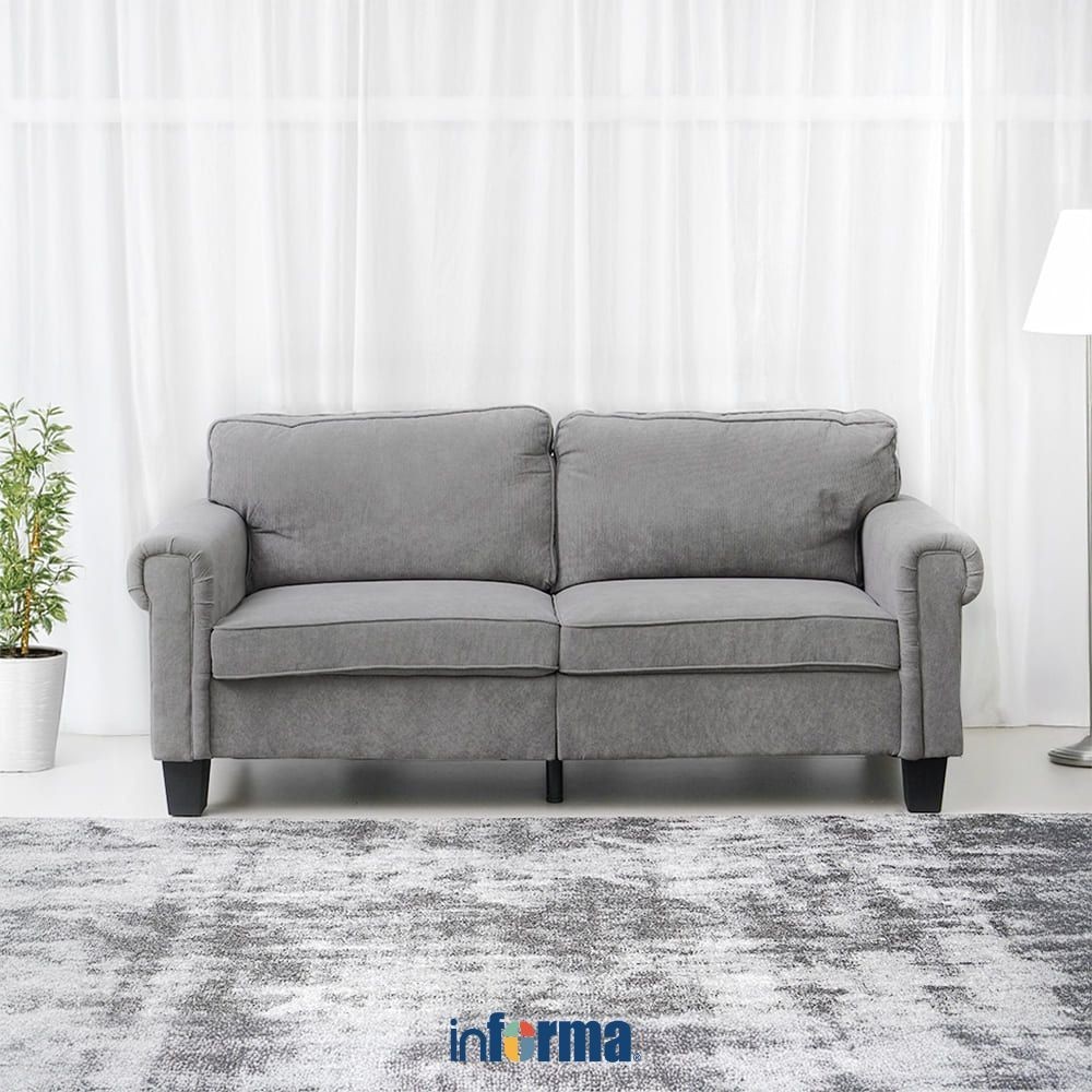 Informa Neo Langley Sofa Fabric 3 Seater - Abu-Abu Tempat Empuk Furniture Indoor Rumah Couch Kursi P