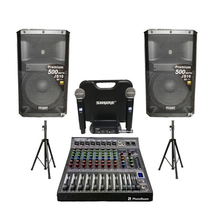 Paket Outdoor Huper Js10 15 Inch Mixer Mark 8 Bluetooth 2 Mic Wireless
