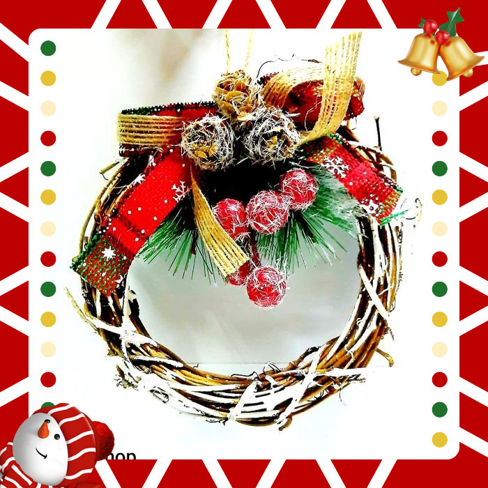 KRANS Ranting Natal KECIL d 13cm Hiasan Christmas Wreath Murah Dekor
