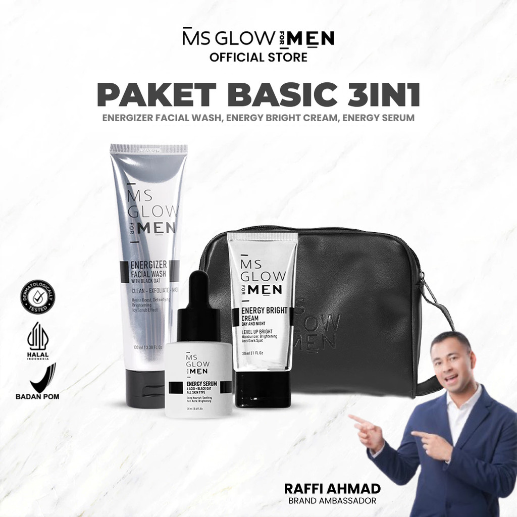 Ms Glow For Men Paket Basic Skincare Wajah Pria 1 Set Lengkap Cowok Ms Glow Men Official Store