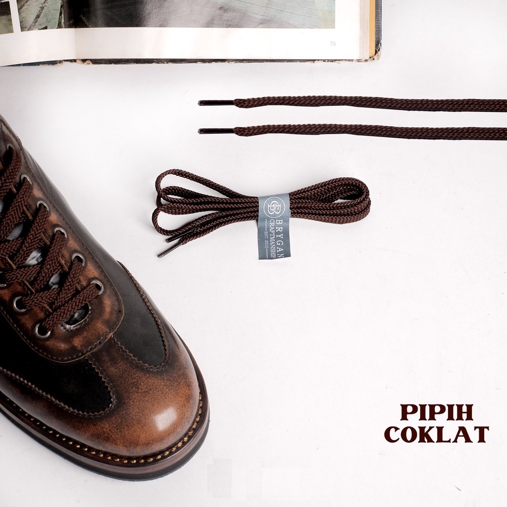 2C Brygan Craftmanship - Tali Sepatu Pipih Gepeng Coklat