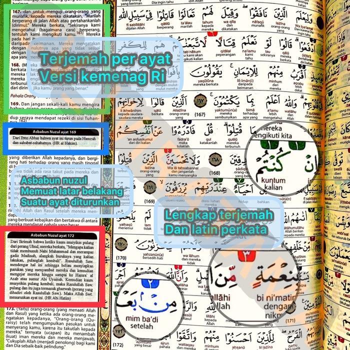 AlQuran Terjemah Latin PerKATA A3 Lansia Jumbo BESAR Tajwid WarnA