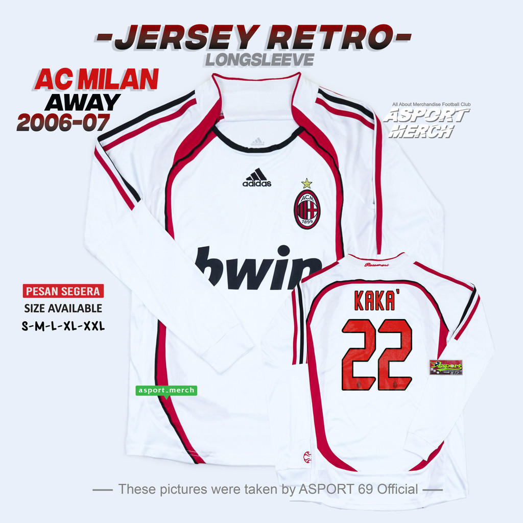 JERSEY RETRO MILAN AWAY 2006 2007 LONG SLEEVE FINAL ATHENS
