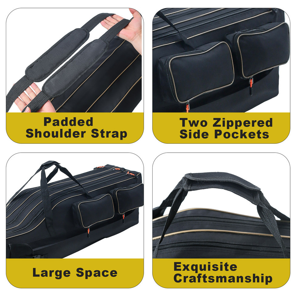 Sougayilang Fishing Rod Case, 3 Layers Organizer Fishing Pole Storage Bag Fishing Rod and Reel Carri