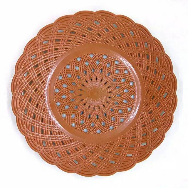 Piring Rotan Plastik / Piring Lidi Plastik / Piring Anyam Plastik Coklat