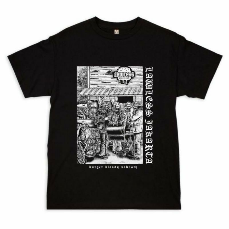 kaos LAWLESS JAKARTA SATANIC tshirt distro baju band metal musik rock t-shirt hitam oversize rap tee